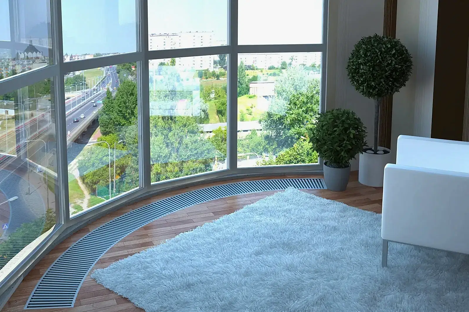 Полукруглый балкон с французским остеклением