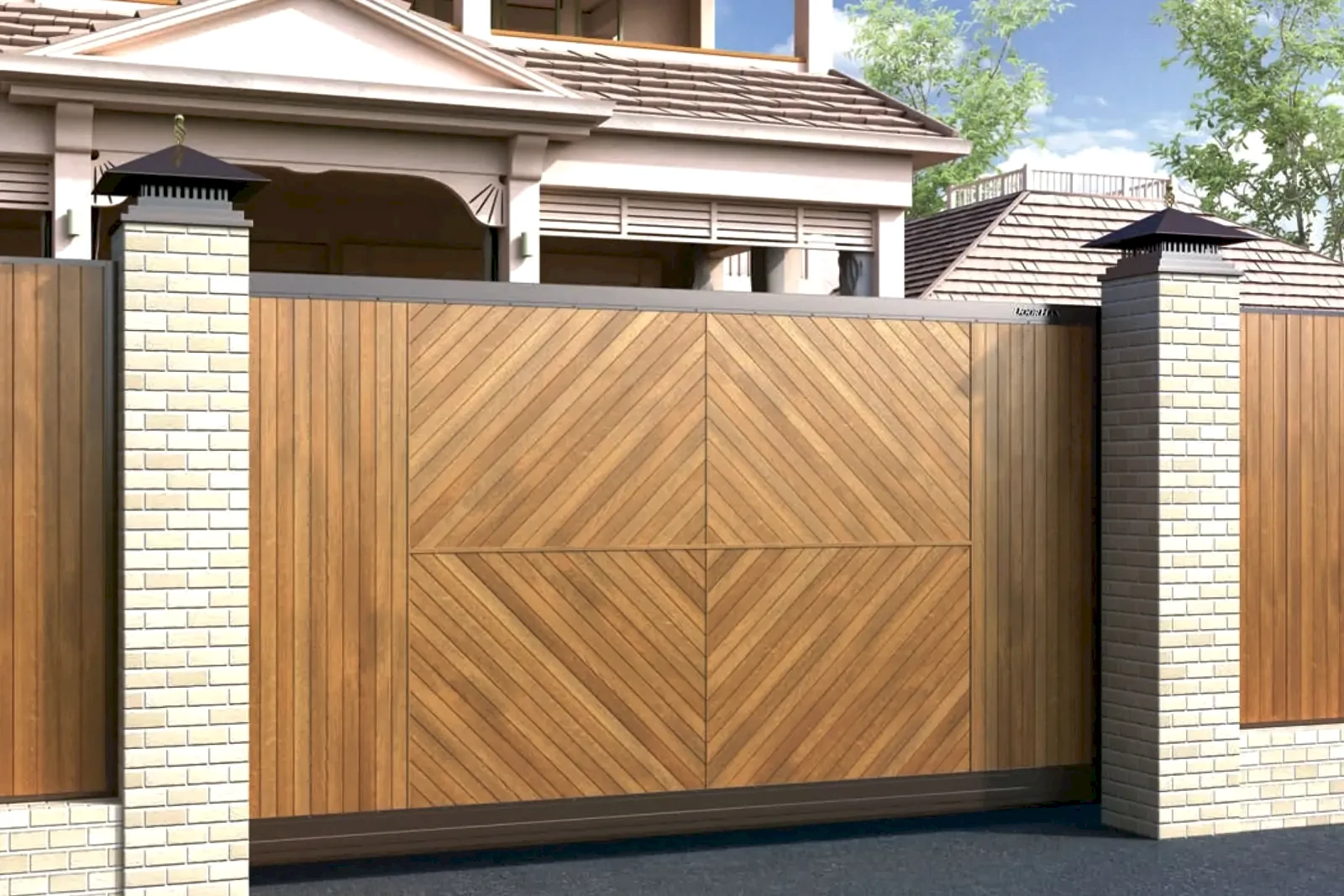 Откатные деревянные ворота