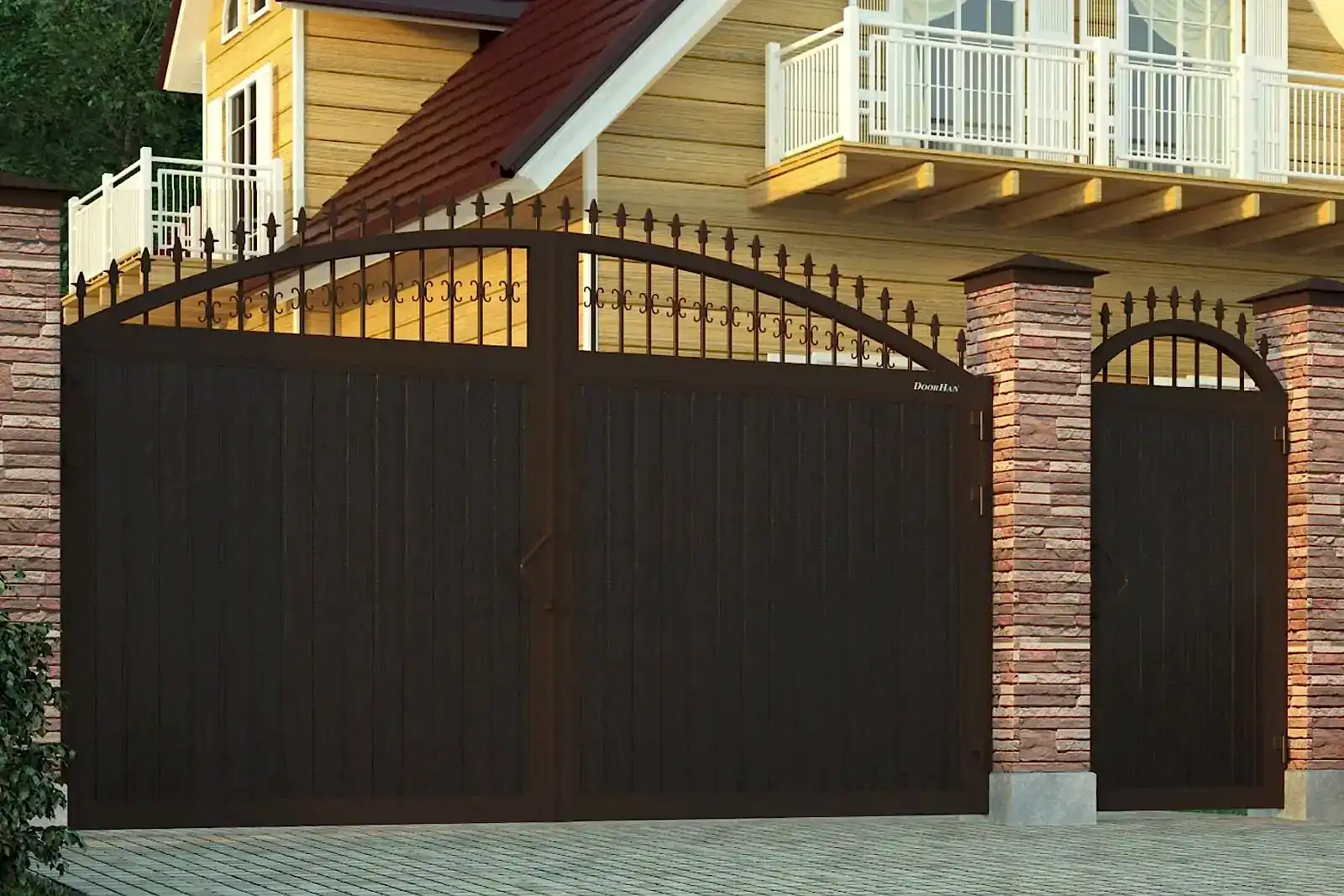 Распашные ворота с отделкой профлистом